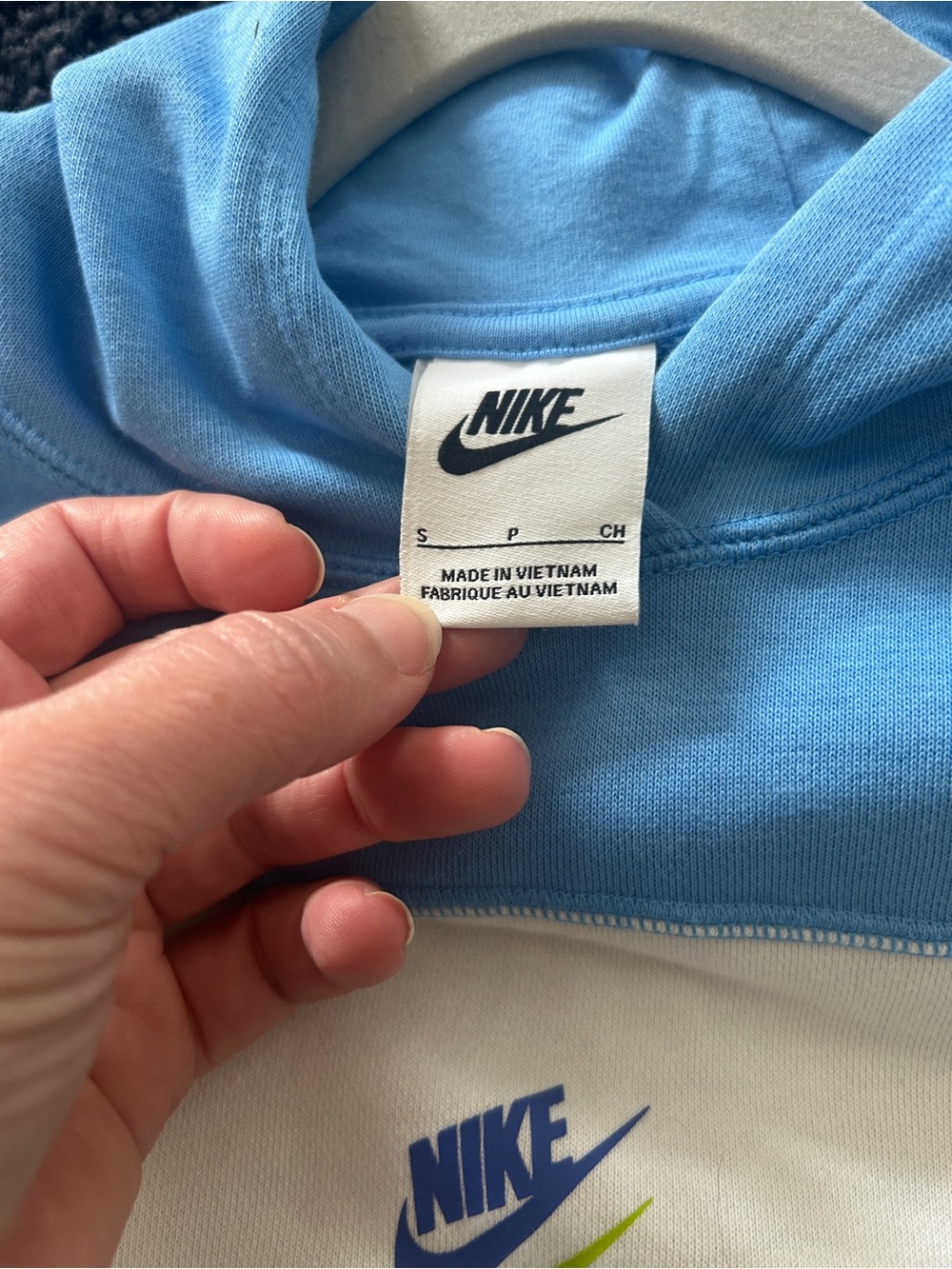 Nike kids Light Blue and White Hooded Sweatshirt - Picture 4 of 4